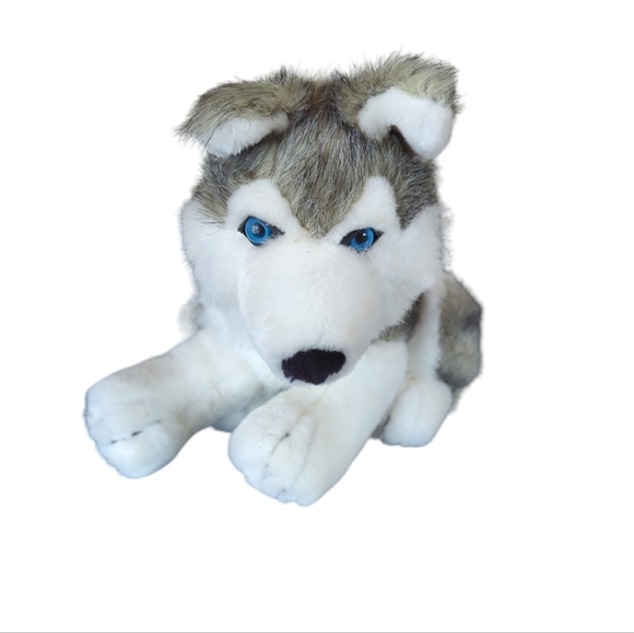 Siberian Husky Stuffed Dog Toy Animal Gray White - Picture 5 of 9